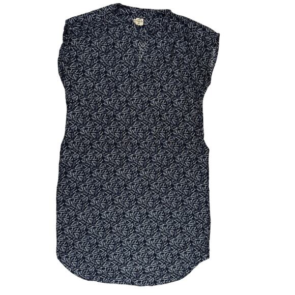 Bridge & Burn Women's M Blue White Geometric Rayon Shirt Dress Pockets - Picture 1 of 7